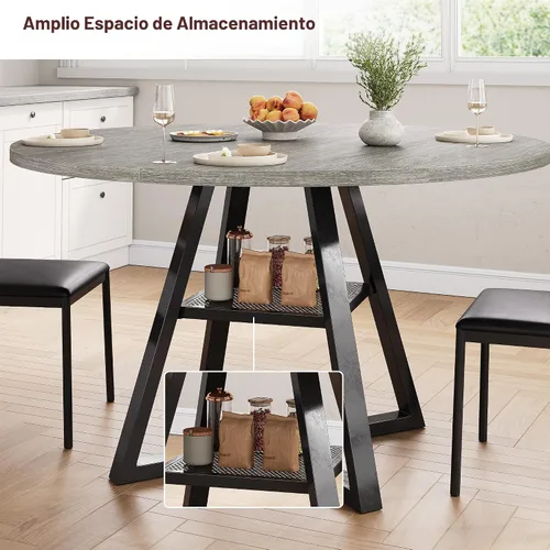 Vista 3 de Jocoevol Mesa de comedor redonda para 4 personas, mesa de pedestal circular para cocina, comedor, mesa de pedestal, muebles de cocina y comedor