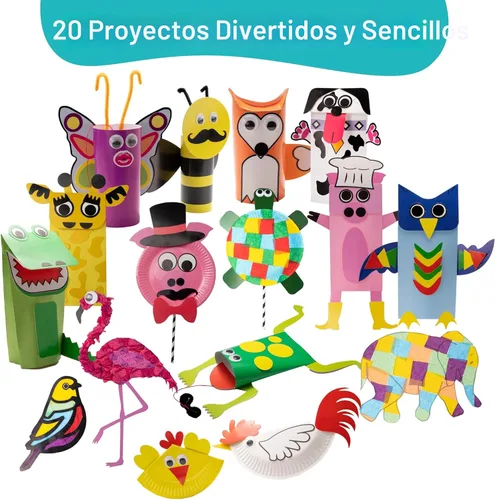Vista 4 de Craftikit® - Kit galardonado de 20 manualidades de animales para niños de 3 a 10 años, kits de manualidades con todo incluido, divertida caja