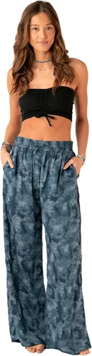 Vista 2 de Lotus and Luna Pantalones de pierna ancha con cordón para mujer, pantalones tailandeses para playa y descanso, cintura alta, pantalones bohemios