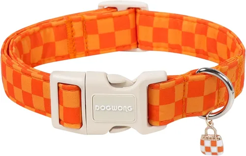Vista 57 de DOGWONG Collar de Algodón para Perro, Collar para Perro de Cuadros Azules Resistente, Collar Suave y Duradero para Perro Macho, Lindo Collar de A