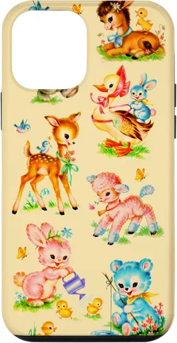 Vista 16 de Vintage Baby Animals Nursery 50's Retro Yellow Case for iPhone 17