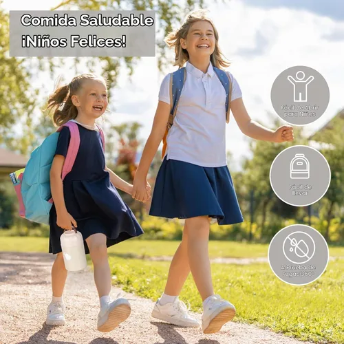 Vista 6 de HOUSETEC Termo para comida caliente – Contenedor de alimentos aislado con tenedor y cuchara plegable, termo de alimentos a prueba de fugas, termo