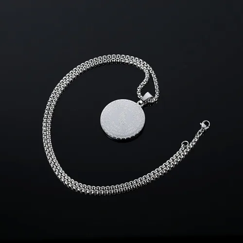 Vista 5 de Molike - Collar con colgante en forma de moneda de acero inoxidable para hombre y mujer