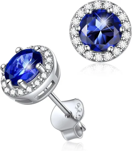 Vista 25 de ChicSilver Aretes de piedra natal para mujer de plata de ley 925