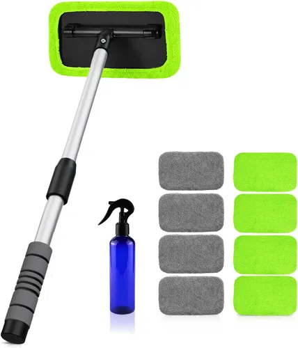 Vista 11 de XINDELL Herramienta de limpieza de parabrisas para automóvil, limpiador de ventanas con mango extensible con almohadillas de microfibra
