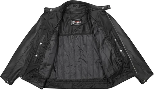 Vista 6 de Chaqueta de motociclista de cuero vacuno prémium para hombre con dos bolsillos ocultos