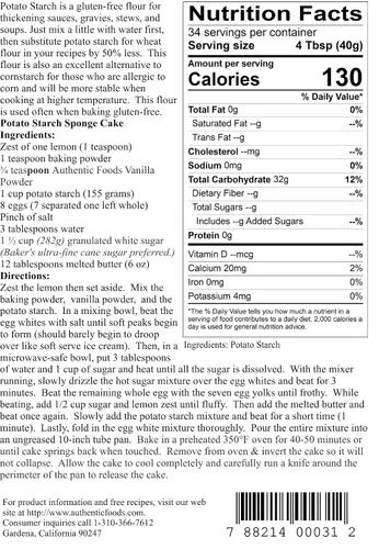 Vista 3 de Authentic Foods Almidón de patata - 3 lb