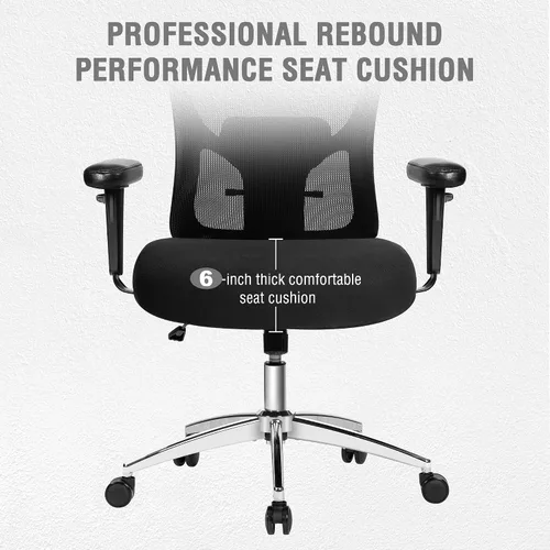 Vista 5 de Silla de oficina súper grande y alta de 700 libras, silla ejecutiva resistente para computadora con ruedas de goma, brazos abatibles 3D, silla