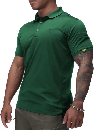 Vista 2 de IDOGEAR Polo táctico de manga corta de secado rápido rendimiento camisa de golf de ajuste regular camiseta con absorción de humedad