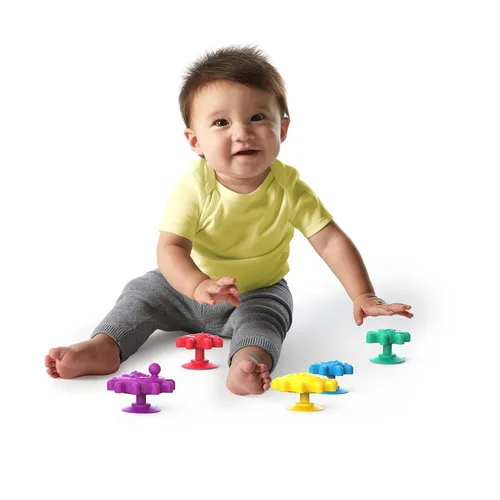 Vista 7 de Baby Einstein Gears of Discovery - Juguetes sensoriales con ventosa para baño, juego en el suelo, viajes y más, 5 unidades, multicolor, sin BPA, más