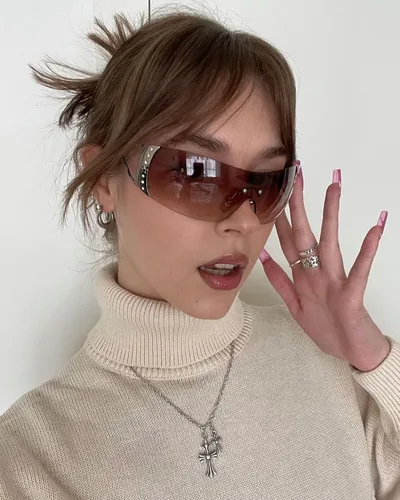 Vista 2 de JUDOO Y2K - Gafas de sol envolventes para mujeres y hombres de los años 2000, sin montura futuristas, escudo de moda