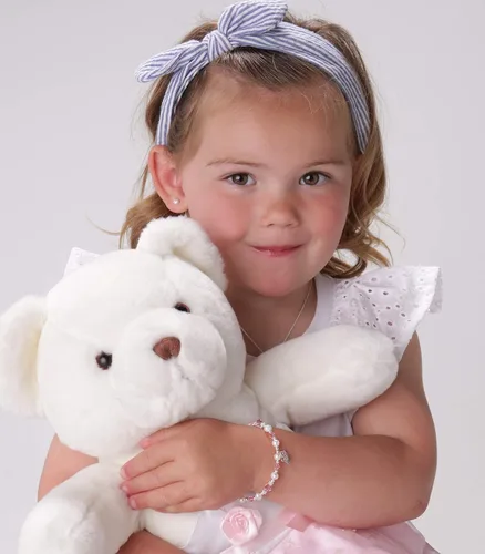 Vista 2 de Pulsera de tiara de princesa de plata esterlina para niñas con perlas cultivadas y cristales rosados de alta gama