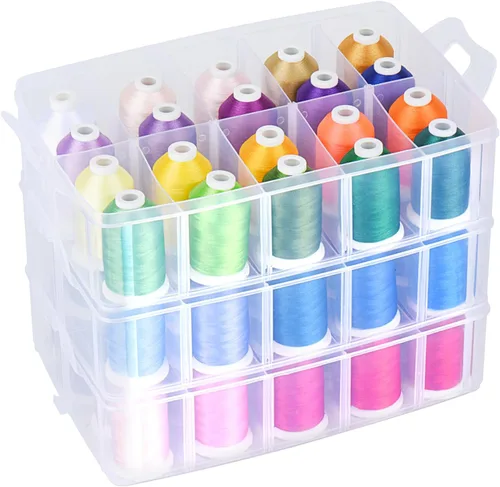 Vista 7 de Simthread 40-Color 40 Carretes 550Yds 40WT Kit de hilo de bordado de poliéster 40-color kit with 550Yds spools includes 2-layer storage box