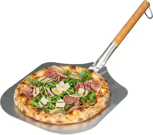 Vista 2 de Restaurantware Met Lux - Pala de pizza de 14 x 12 pulgadas, 1 pala de pizza duradera, con mango de madera para hornos domésticos o comerciales
