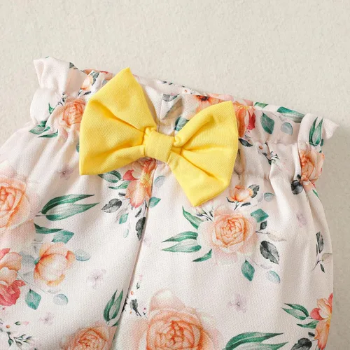 Vista 6 de Ropa para bebé recién nacida, con volantes, mameluco de algodón floral, conjunto de pantalones de algodón para niñas