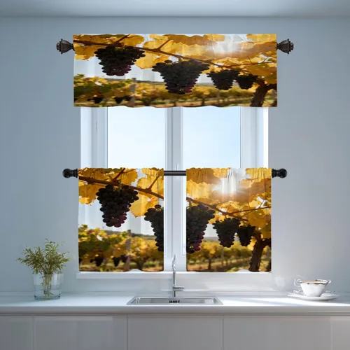 Vista 38 de Shrahala Orange Autumn Autumn Blackout Curtain Tiers, Fall Kitchen Valance Light Blocking Tier Drapes with Rod Pocket, 2 Pack 26 X 24 in