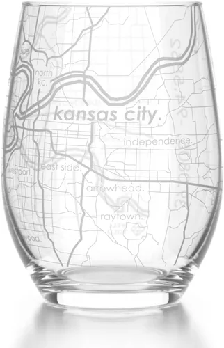 Vista 52 de Well Told Copa de vino sin tallo grabada con mapa de Atlanta, Georgia (15 oz, transparente) - Mapa de ciudad grabado, vaso personalizado, regalos