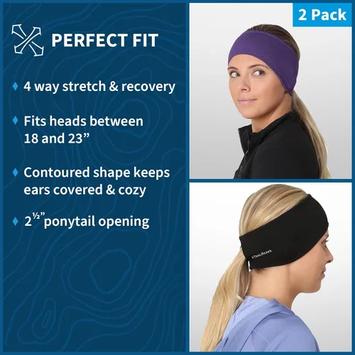 Vista 14 de TrailHeads - Diadema para mujer, diseño de cola de caballo, con banda para la oreja que absorbe la humedad, ideal para correr