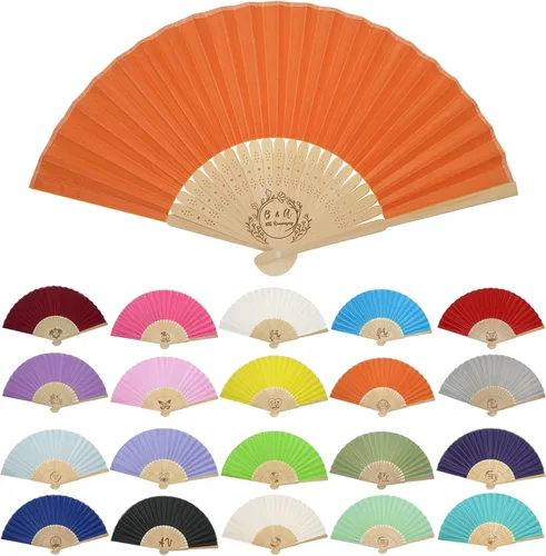Vista 20 de GZLDGIFTS Abanicos de mano personalizados, regalos para regalos de fiesta de boda, invitados, tela personalizada, seda, jardín, boda, abanicos