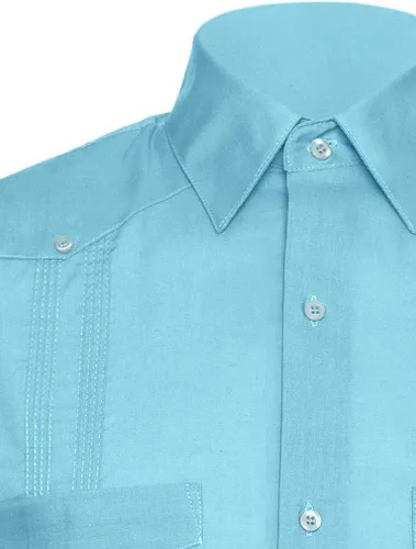 Vista 2 de Camisa Guayabera de manga corta - para hombre con aspecto de lino cubano
