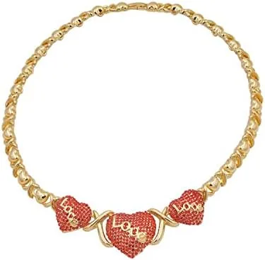 Vista 2 de Giffor Juego de collares de lujo con relleno de oro de 14 quilates para novias, para mujer, aretes de amistad, anillos