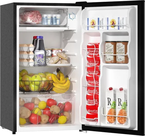 Vista 8 de BANGSON Mini refrigerador con congelador, 3.2 pies cúbicos, refrigerador pequeño de una sola puerta, eficiencia energética, bajo ruido, mini Negro