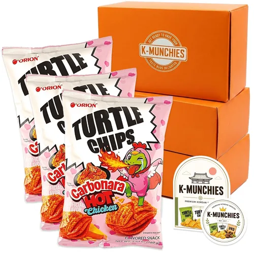 Vista 7 de K-Munchies Orion Turtle Chips – Bolsa grande coreana con sabor a pollo caliente carbonara de 3 x 5.64 oz, tamaño fiesta, sabrosos, crujientes