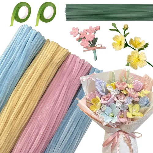 Vista 10 de Pipe Cleaners Bulk 422PCS Flower Kit, 12 Inch Chenille Stems for Crafts Verde (WLBGreen)