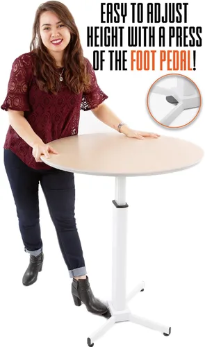 Vista 8 de Stand Steady Mesa redonda de altura ajustable, escritorio ergonómico para sentarse a pie, mesa auxiliar, mesa de cóctel de parte superior alta