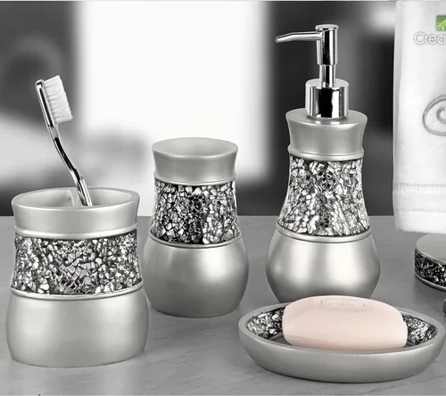 Vista 6 de Creative Scents juego de accesorios de lujo para baño, 4 piezas