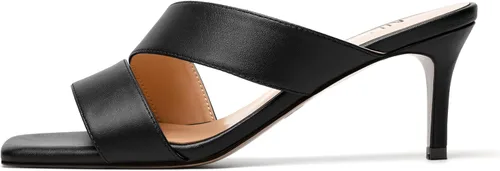 Vista 2 de NUMALEO Sandalias de tacón medio con punta abierta para mujer, estilo casual, elegante, tacón medio, 2.5 pulgadas