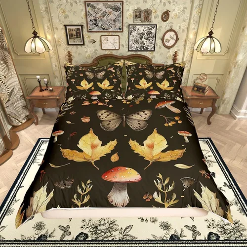 Vista 11 de Juego de ropa de cama de animales de gato misterioso, bohemio, exótico, tribal, abstracto, arte abstracto, juego de funda de edredón para decoración