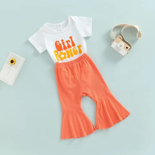 Vista 4 de Conjunto de ropa para bebé y niña, ajuste cómodo, material suave, diseño elegante para 3-24 meses