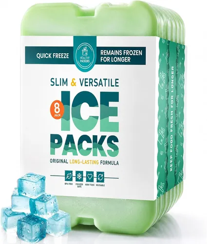Vista 11 de Healthy Packers Ice Packs for Lunch Boxes, Slim Cooler Ice Packs Morado (paquete de 4)