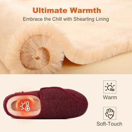 Vista 4 de LongBay Pantuflas ajustables para mujeres, de espuma viscoelástica, cómodas, anchas, zapatos de casa para diabéticos, Edema, ortopédicos
