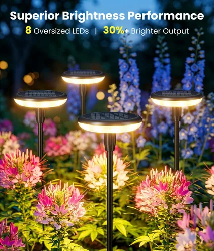 Vista 2 de LETMY Luces solares para caminos al aire libre, paquete de 8 luces solares