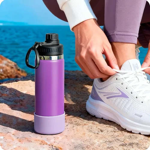 Vista 2 de Silicone Boot for Hydro Flask Wide Mouth 20 24oz, Standard Mouth 18 21 24oz Protective Bottom Sleeve for 24oz Travel, 12-20oz Bottle
