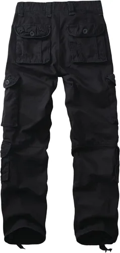 Vista 2 de Pantalones cargo de algodón para hombre, estilo casual, ajuste relajado, pierna recta, pantalones de trabajo de combate con 10 bolsillos