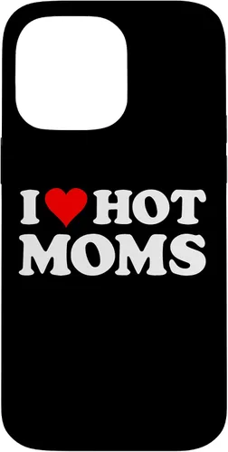 Vista 21 de Funda con texto en inglés "I Love Hot Moms Red Heart para iPhone 16