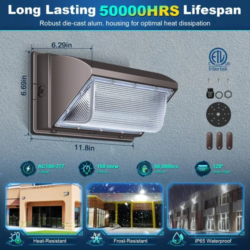 Vista 2 de LEDMO 120W LED Paquete de Pared Luz 15840LM 840W HPS/HID Equivalente 5000K LED Luz de inundación Comercial e Industrial al aire libre LED Luces