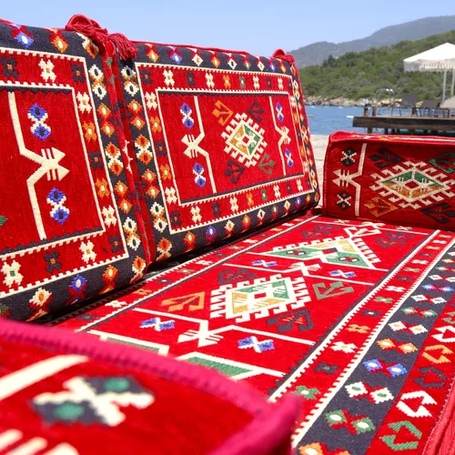 Vista 6 de Arabic Majlis - Sofá de asiento de piso de 75 x 27 x 4 pulgadas para sala de estar, sofás de colchón árabe, Diwan marroquí oriental, muebles