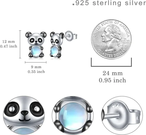 Vista 6 de Ajolotevacagatokoalaleónerizoelefantesirenapandazorromariposa aretes de plata de ley 925 lindos animales para amantes de los animales, regalos