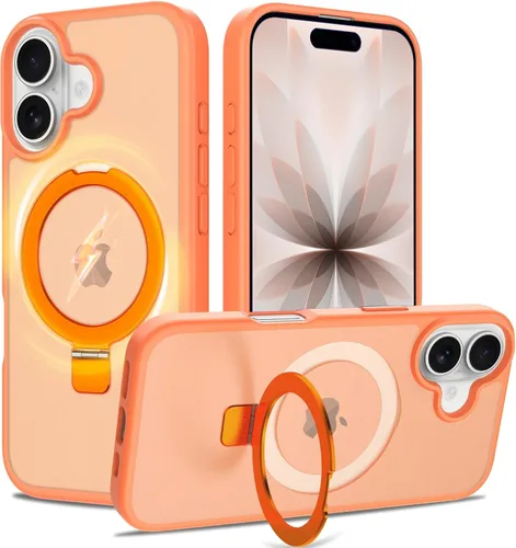 Vista 49 de Funda con soporte ultra magnético para iPhone 15 Pro [protección militar contra caídas] [compatible con MagSafe] a prueba de golpes, translúcida