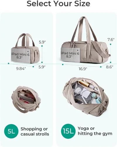 Vista 3 de BAGSMART Reiki - Bolsa de gimnasio para mujer, bolsa cruzada mediana para esterilla de yoga con bolsillo para artículos húmedos y secos, bolsa