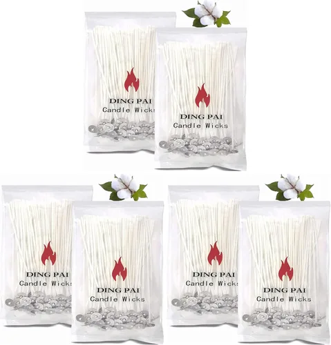 Vista 8 de DINGPAI 100 mechas de algodón para velas, mechas preenceradas de 6 pulgadas con bajo contenido de humo para hacer velas, bricolaje