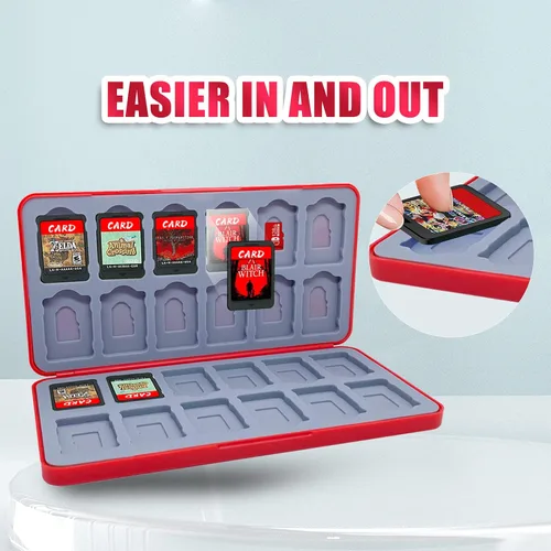 Vista 5 de WNJACO Switch Game Card Case Nintendo Switch Game & Micro SD Card, Customized Pattern Switch Lite Game Card Storage Box with 24 Game Card Slots and