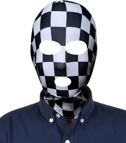 Vista 4 de Máscara facial completa unisex de 3 agujeros, elástica, transpirable, para Halloween, disfraz de cosplay, capucha Zentai