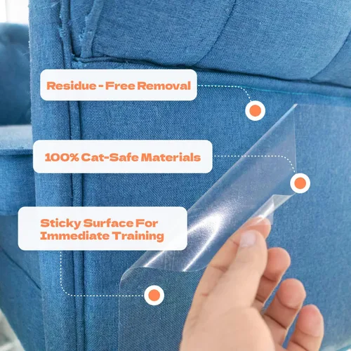 Vista 4 de Protector de sofá para arañazos para gatos, 10 hojas XL, transparente (casi invisible), extra duradero, fácil de personalizar, protector de muebles