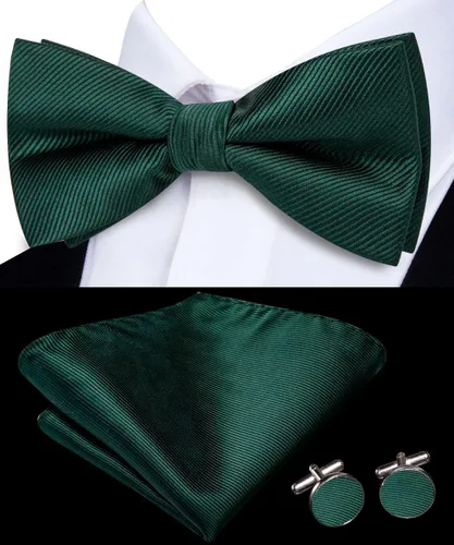 Vista 5 de Dubulle Conjunto de pajarita a rayas de cachemira para hombre, pajarita preatada para hombres y bolsillo cuadrado, juego de boda y negocios