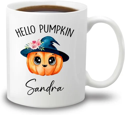 Vista 17 de Taza de café blanca personalizada de Halloween Besties, Besties Forever y 3 tazas de café Boo de 11 onzas y 15 onzas, bonita taza de cerámica Boo